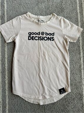 Trilogy  Boys's Cream "Good @ Bad Decisions" Short Sleeve Tee